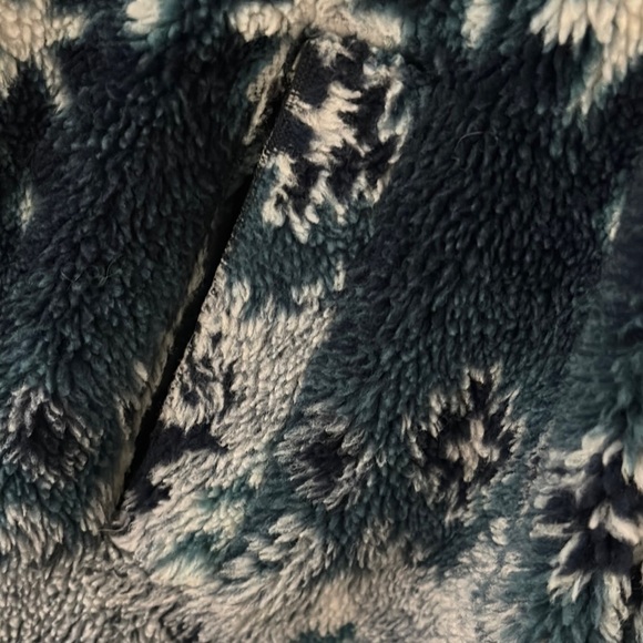 Vintage LL. Bean Cozy Hooded Winter Parka Coat Jacket Nordic Pattern Large Blue - Picture 2 of 8